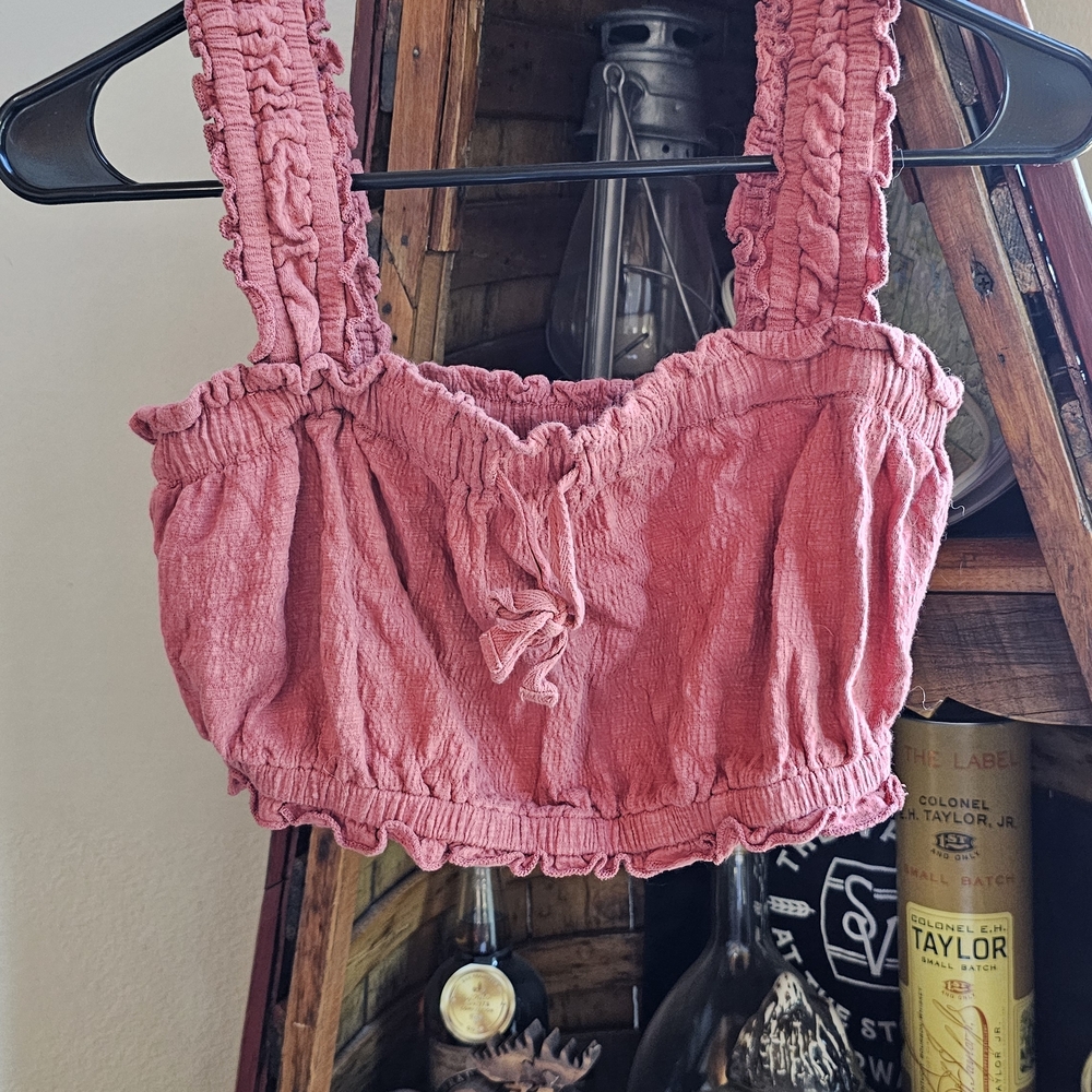 Billabong Pink Ruffled Crop Top